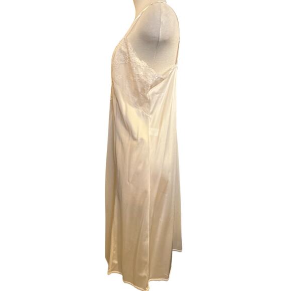 Vintage Belle Fleur Pin Up Semi Sheer Slip Dress Sz M Cream Grunge Retro Indie - Picture 2 of 8